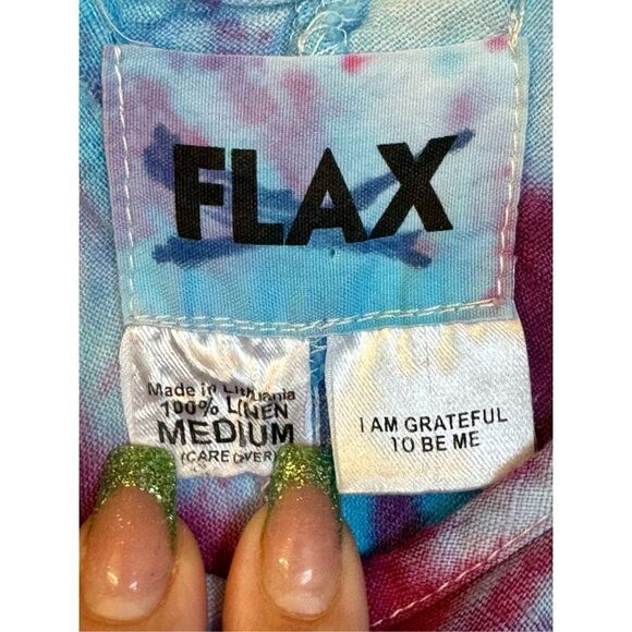 NWOT FLAX Tie Dye Spiral 100% Linen Shift Sleeveless Summer Dress Medium - Picture 3 of 7